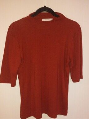 Rust Orange High Neck Elbow Sleeve Top – Size Large